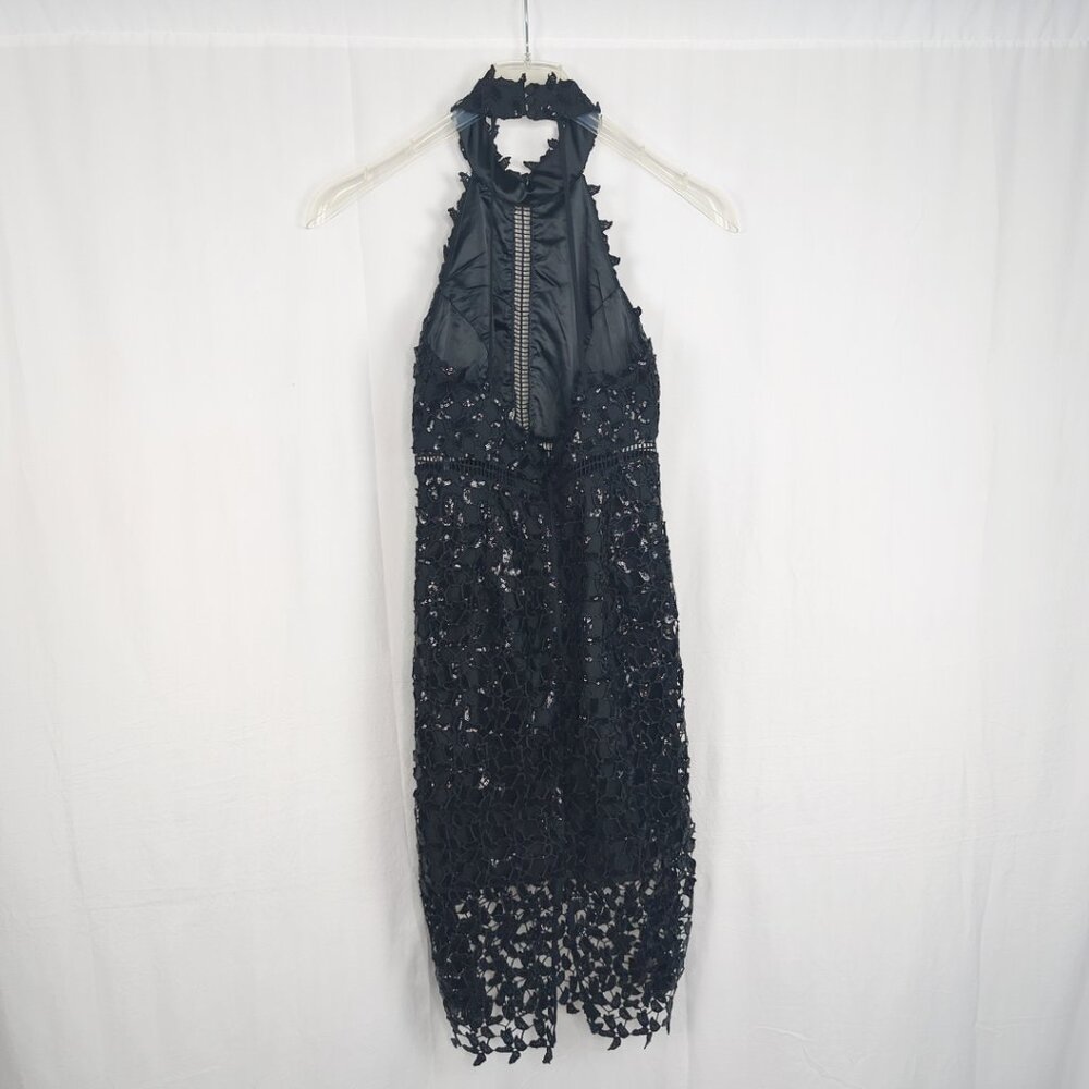 Bardot Black Lace Dress X Small Midi Formal Halter - Picture 9 of 11